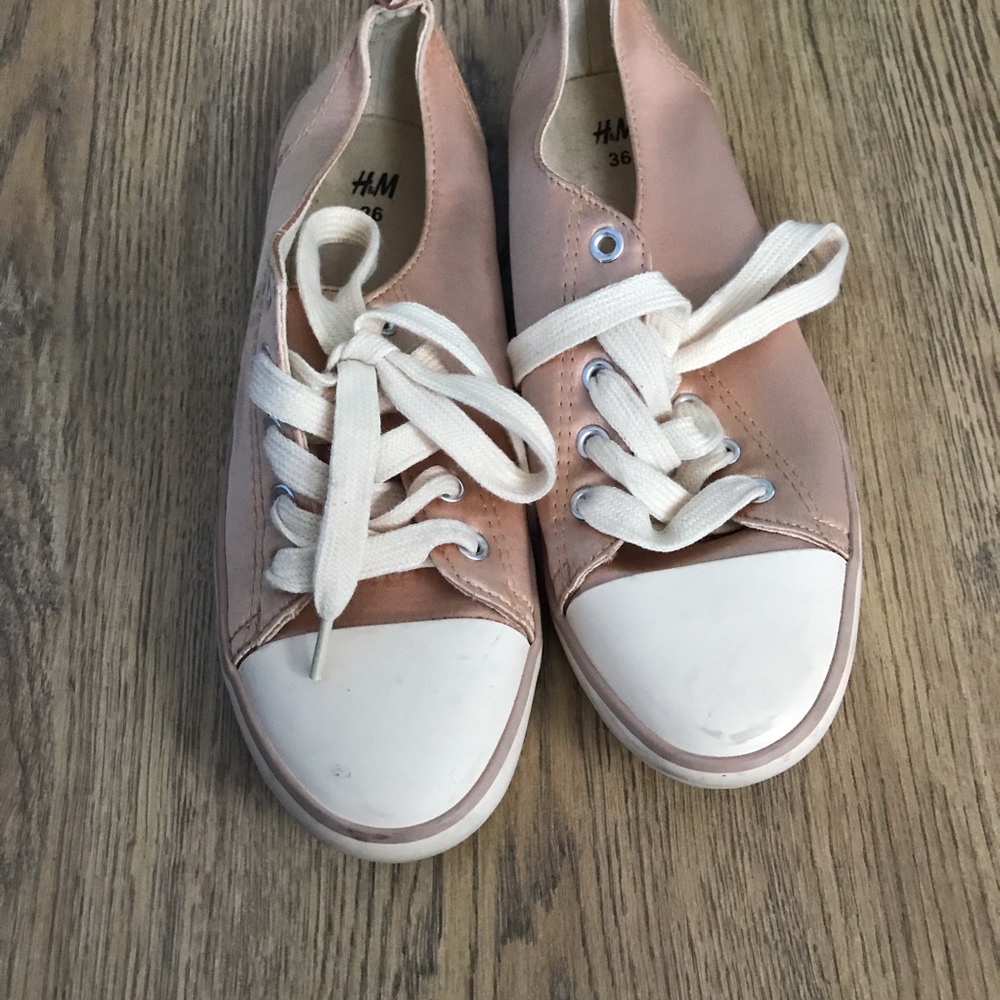 H&M rose gold silky sneakers